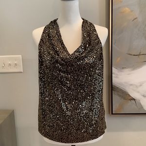 Calvin Klein black and gold sequin blouse